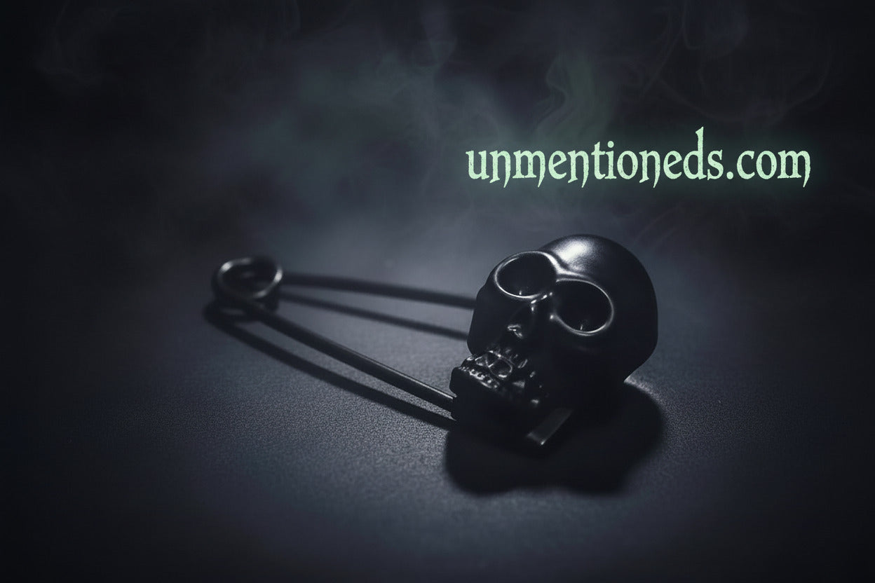 Black Skull Safety Pin Goth Brooch