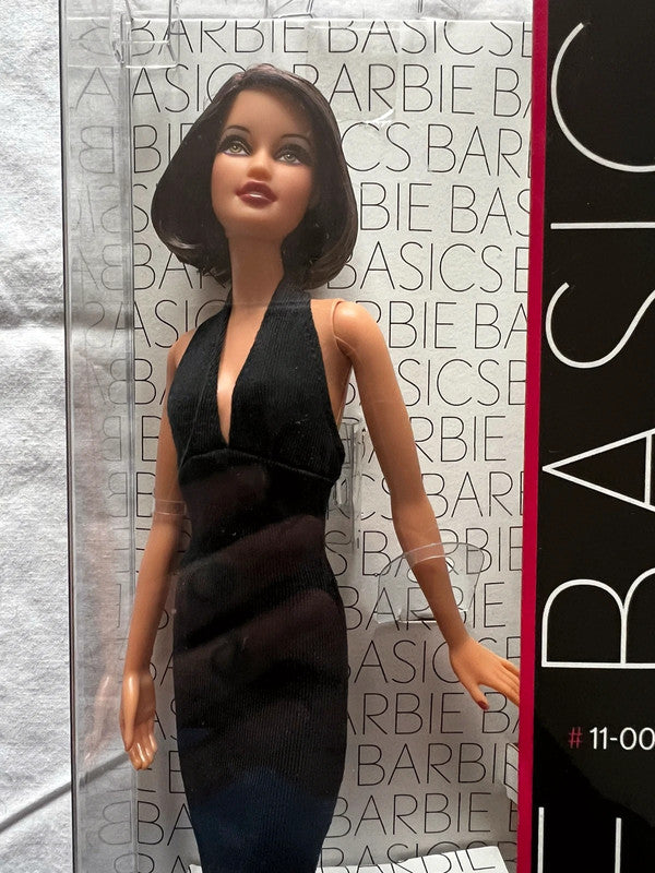 RARE Black Label Barbie Basics No. 11-001 Black V Neck Dress Collector Doll Toy - Brand New