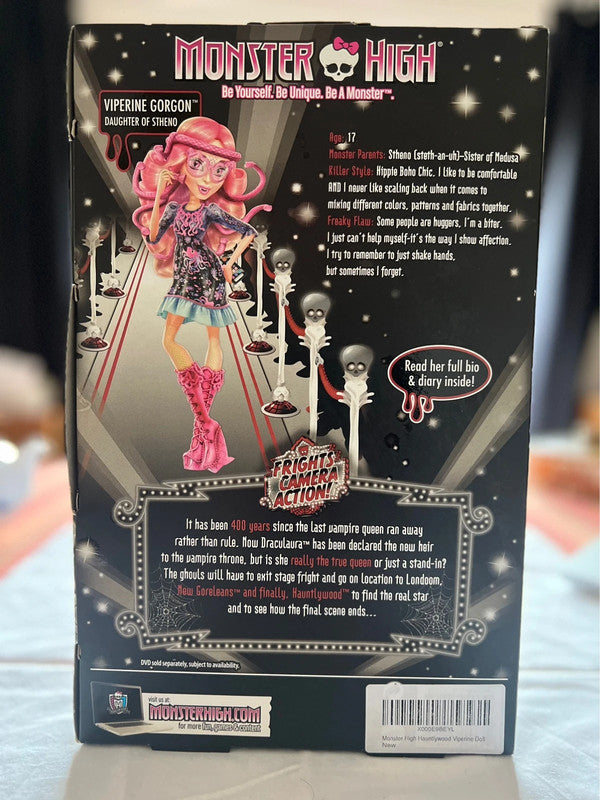 Super Rare BNIB Monster High Hauntlywood Viperine Doll 2014 Frights Camera Action!