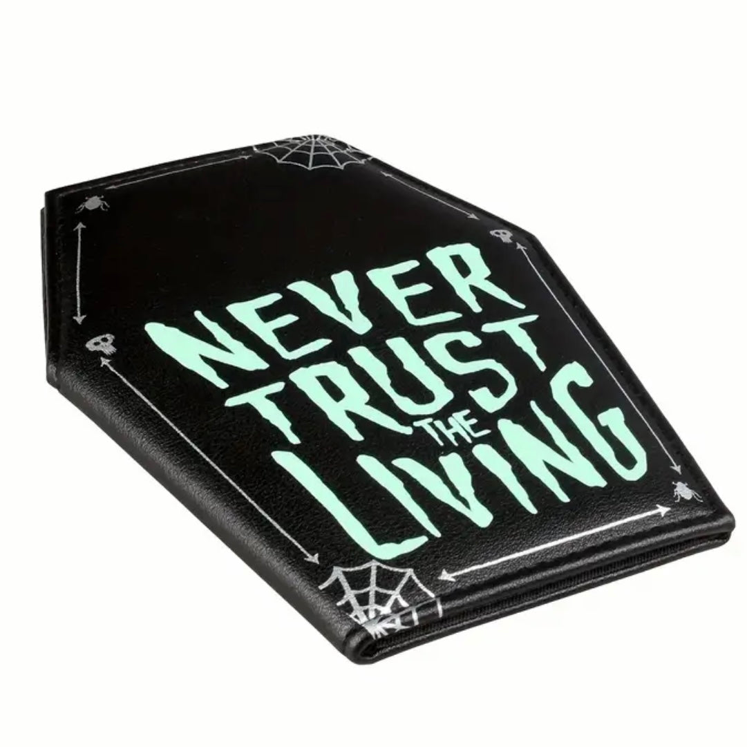 BeetleJuice Never Trust The Living Glow In The Dark Coffin Credit Card Holder