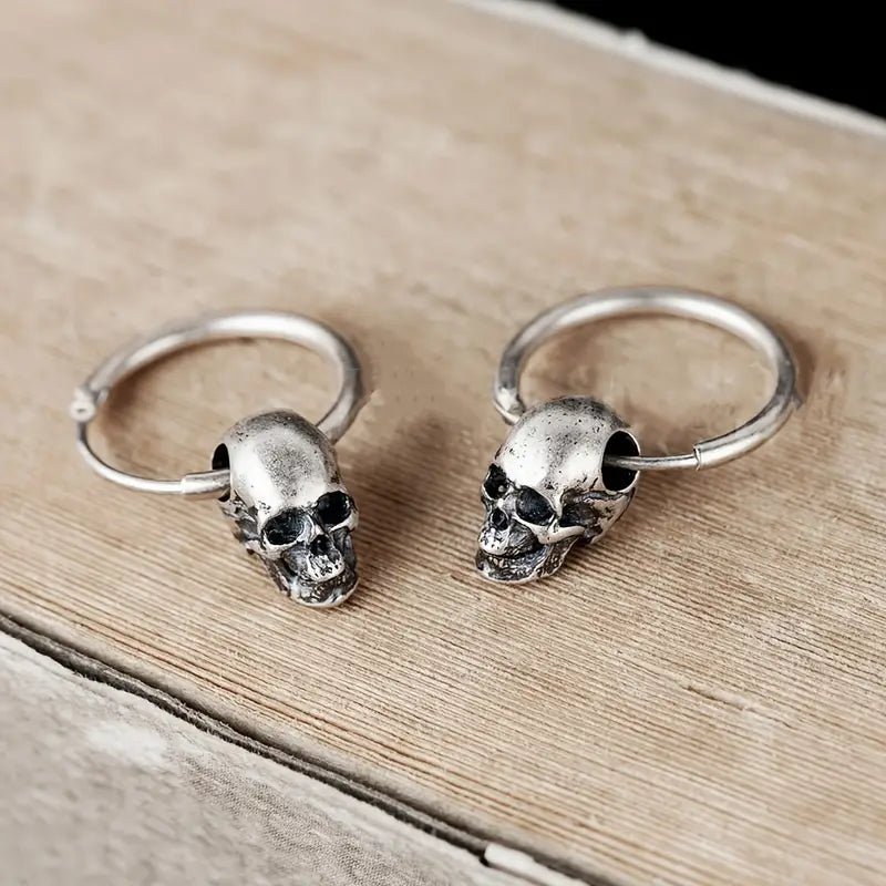 Aged Skull Bead Earrings