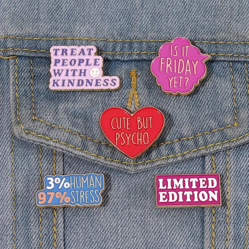 Colourful Retro 80's 90's Quotes Pin Badge