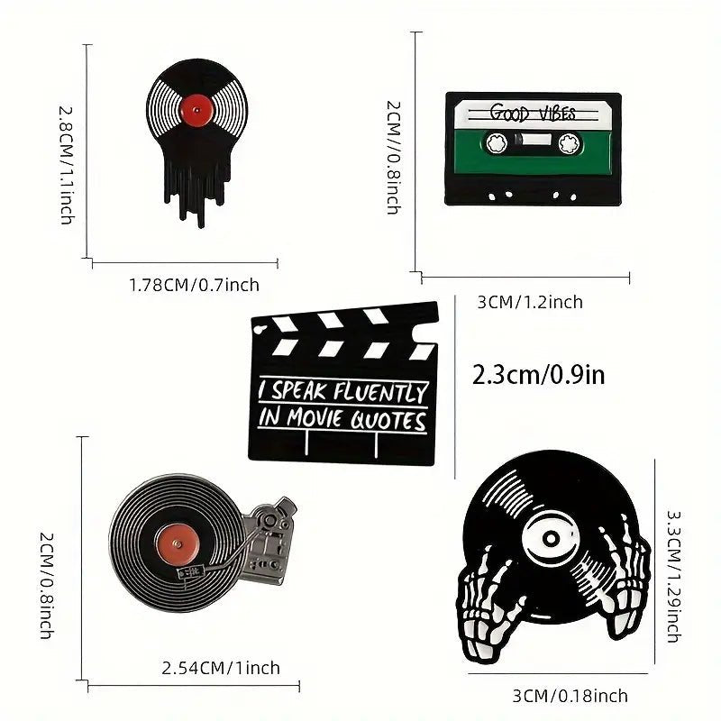 Vintage Vinyl Cassette Dj Enamel Pin Badge